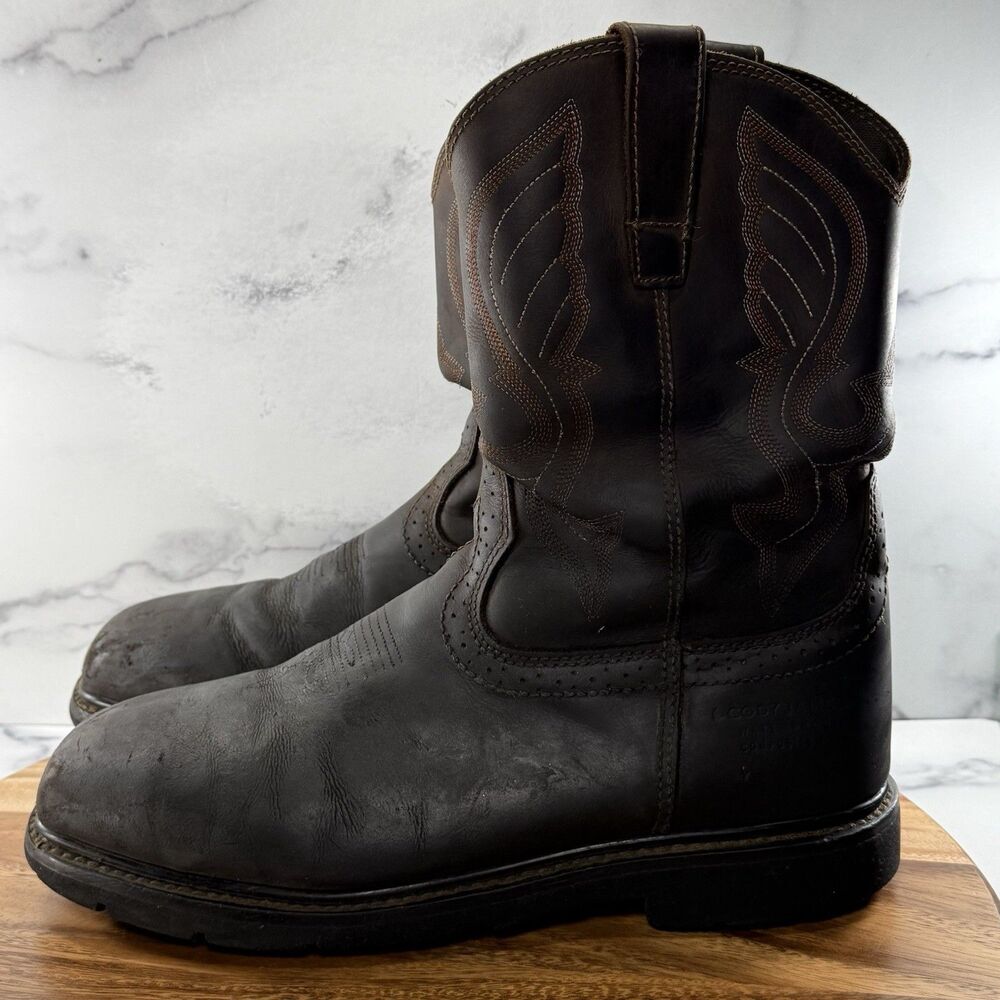Mens size 12-Cody James Composite Toe Brown Leather Pull On Western Work Boots